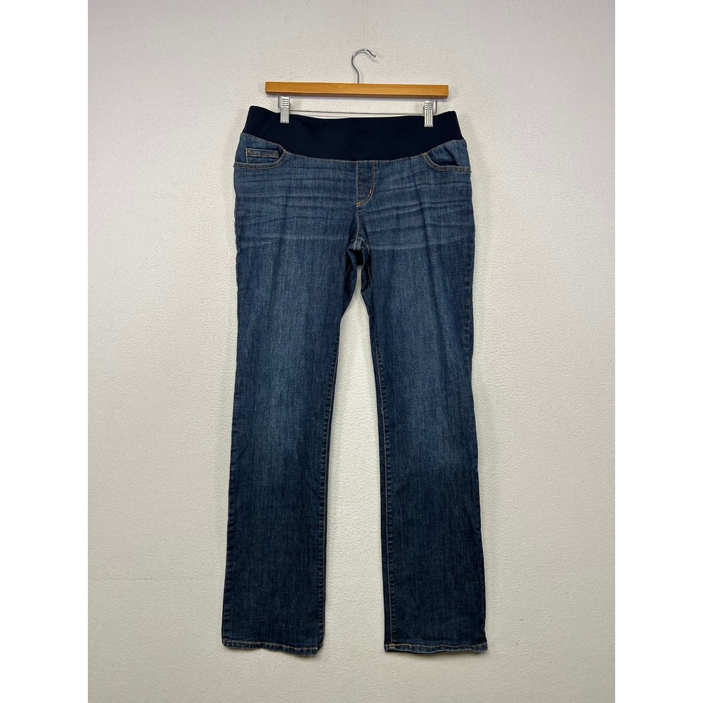 Liz Lange Maternity Straight Leg Jeans Women 10 Blue Under Belly Denim